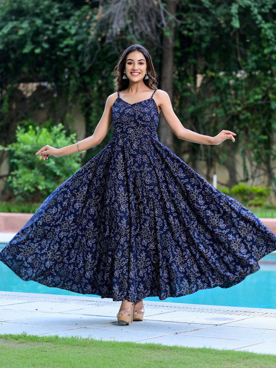 BYMN Printed Stylish Blue Dress for Women & Girls | Trendy Casual Wear