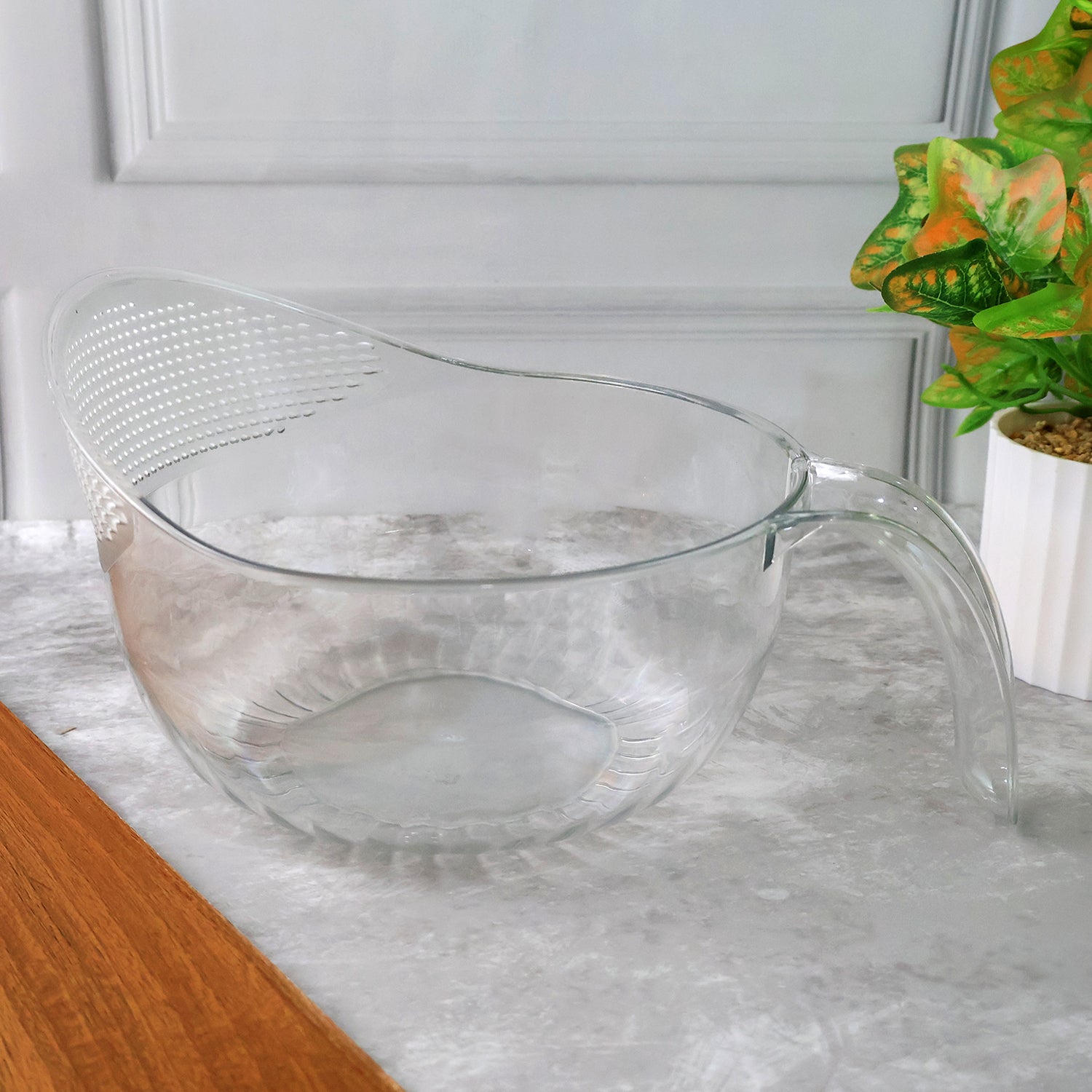 Multipurpose Transparent Plastic Bowl  Basket With Handle (1 Pc)