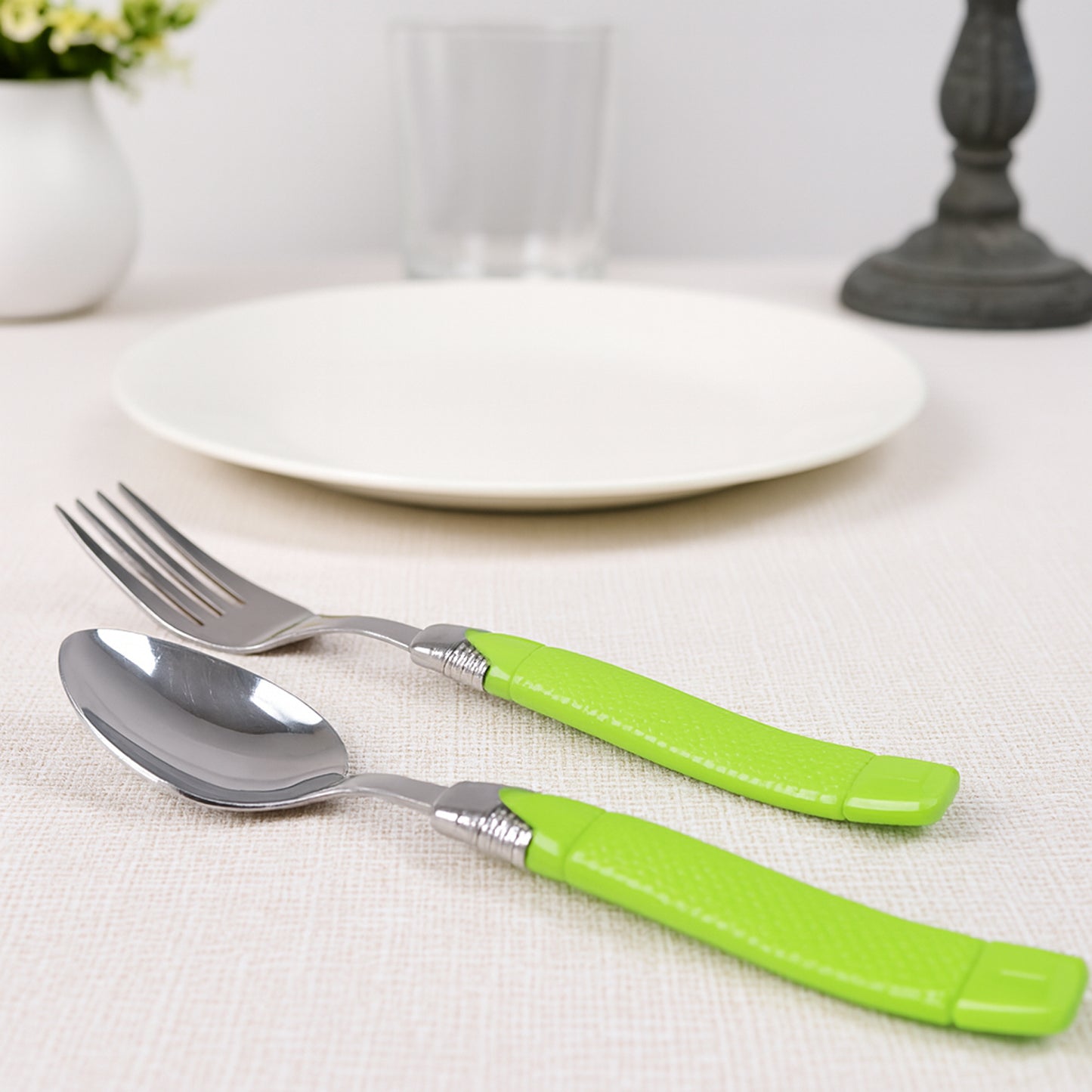 Premium 24-Piece Fancy Cutlery Set with Holder – Stainless Steel Forks and Spoons with Comfortable Handles for Dining, Kitchen, and Everyday Use