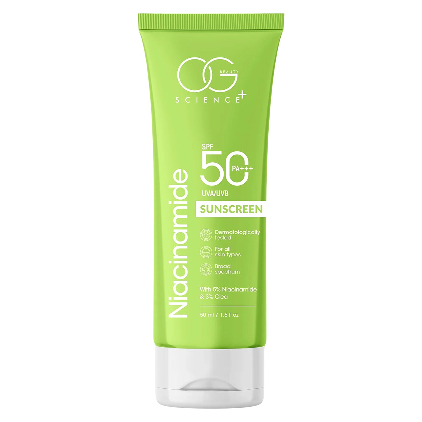 OG Beauty 50 ML Niacinamide Sunscreen SPF 50 PA+++ – Broad Spectrum UVA/UVB Protection, Dermatologically Tested Sun Cream for All Skin Types