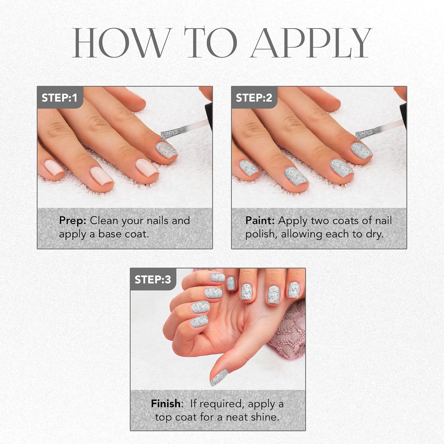 OG Beauty Silver Moonlight Starlet Glitter Nail Paint 10 ML – Quick Dry, Long-Lasting Sparkling Nail Polish for Party & Festive Look