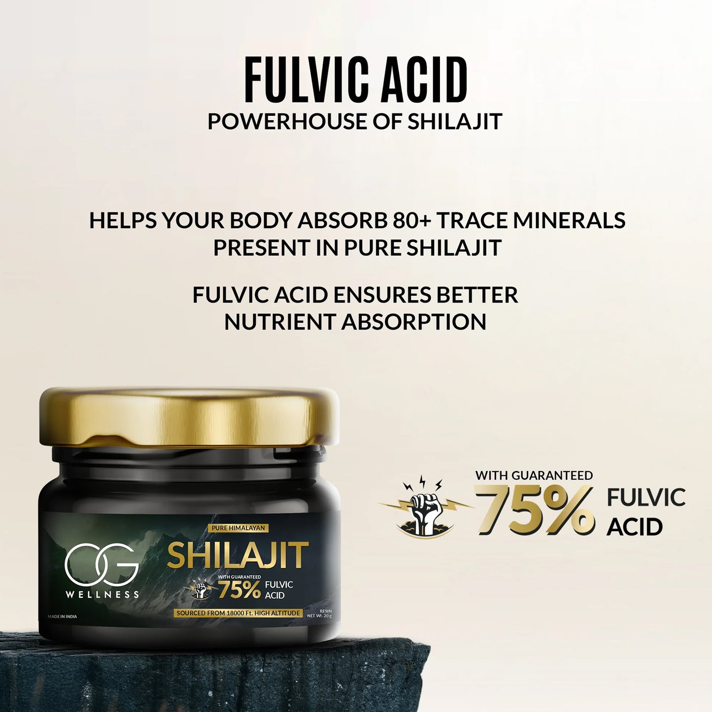 OG Wellness Pure Himalayan Shilajit Resin 20 GM – Natural Energy Booster with 75% Fulvic Acid for Strength, Stamina & Immunity