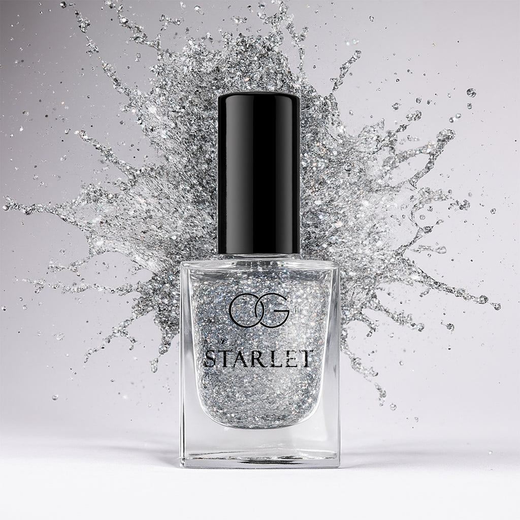 OG Beauty Silver Moonlight Starlet Glitter Nail Paint 10 ML – Quick Dry, Long-Lasting Sparkling Nail Polish for Party & Festive Look