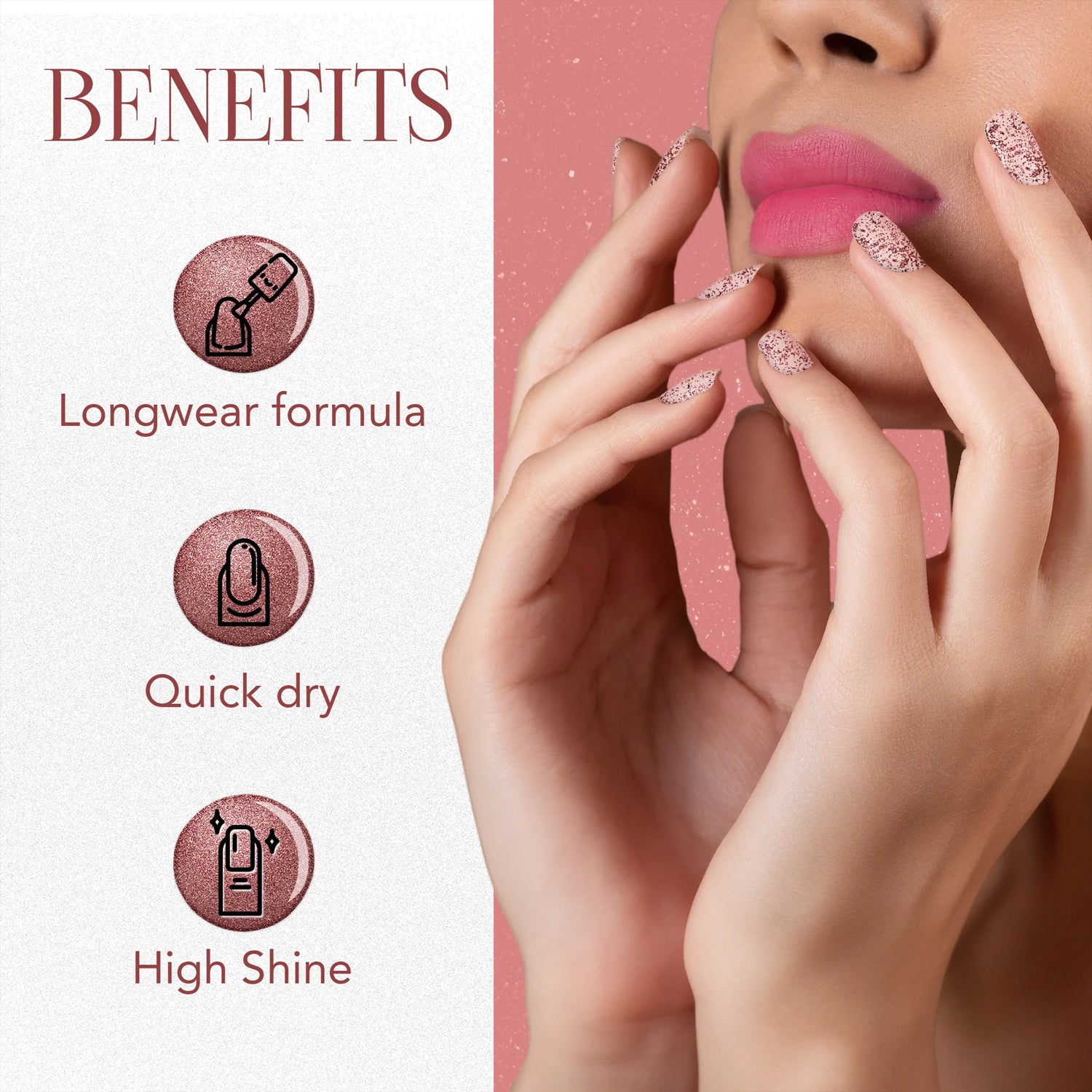 OG Beauty Metallic Rose Starlet Glitter Nail Paint – Long-Lasting Quick-Dry Sparkling Nail Polish for Party & Festive Looks – 10 ML