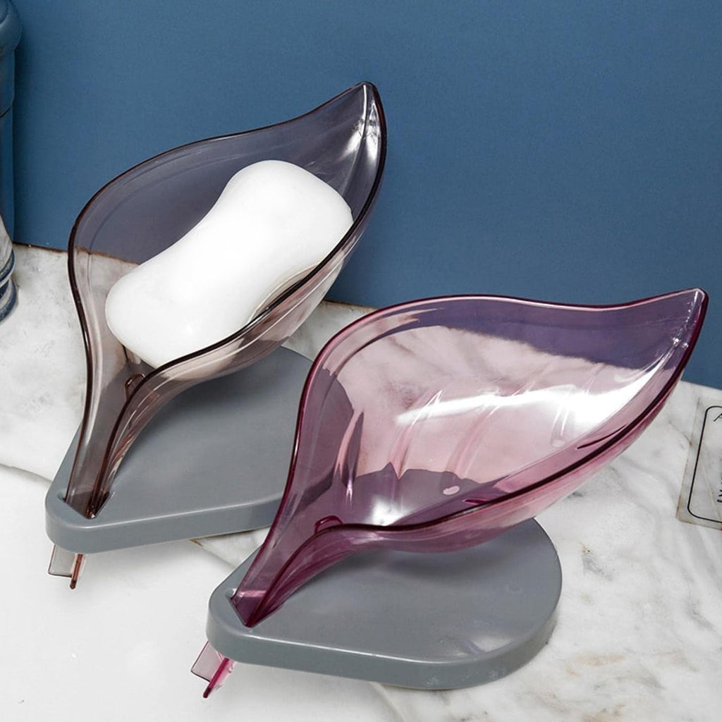 Trust for Best Soap Tray Self Draining Leaf Soap Box Storage Soap Box Rack Leaf Laundry Soap Box With Suction Cup Suitable For Bathroom And Kitchen Plastic Tray Rack (1 Pc)