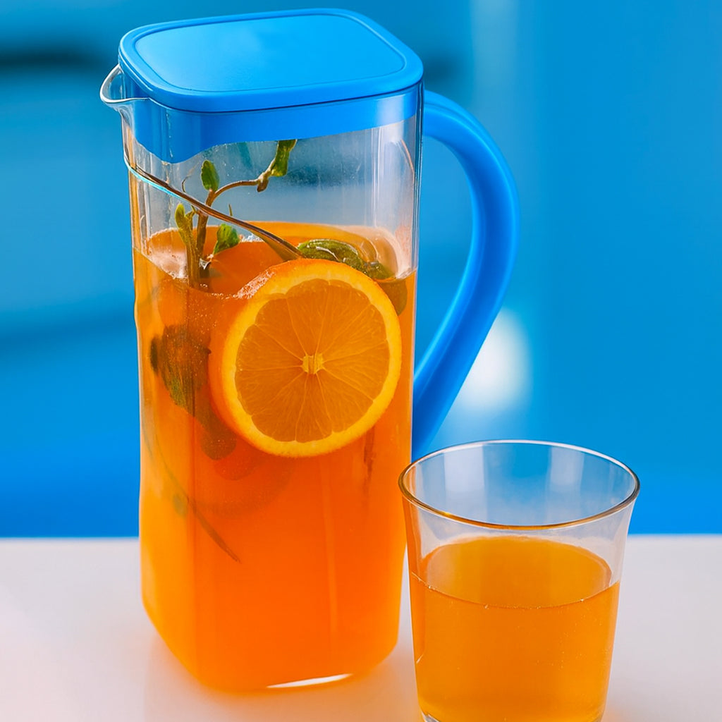 Marina Jug with 6 Glass Set – 1500 ml Water Jug with 200 ml Glasses, Unbreakable Plastic Drinkware Set for Juice, Water &amp; Beverages