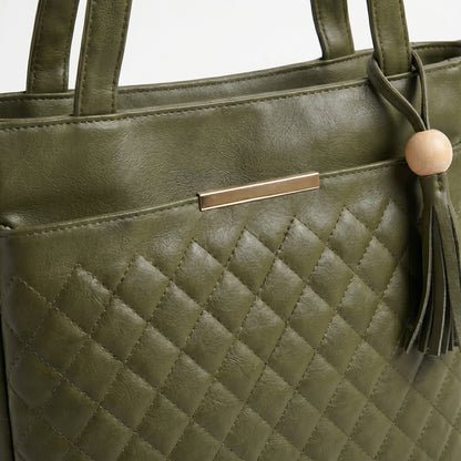Olive Grace Quilted Tote Bag