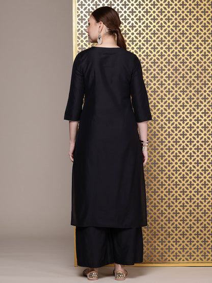 Women Embroidery Yoke Design Straight Kurta with Palazzo – Cotton Kurta Set