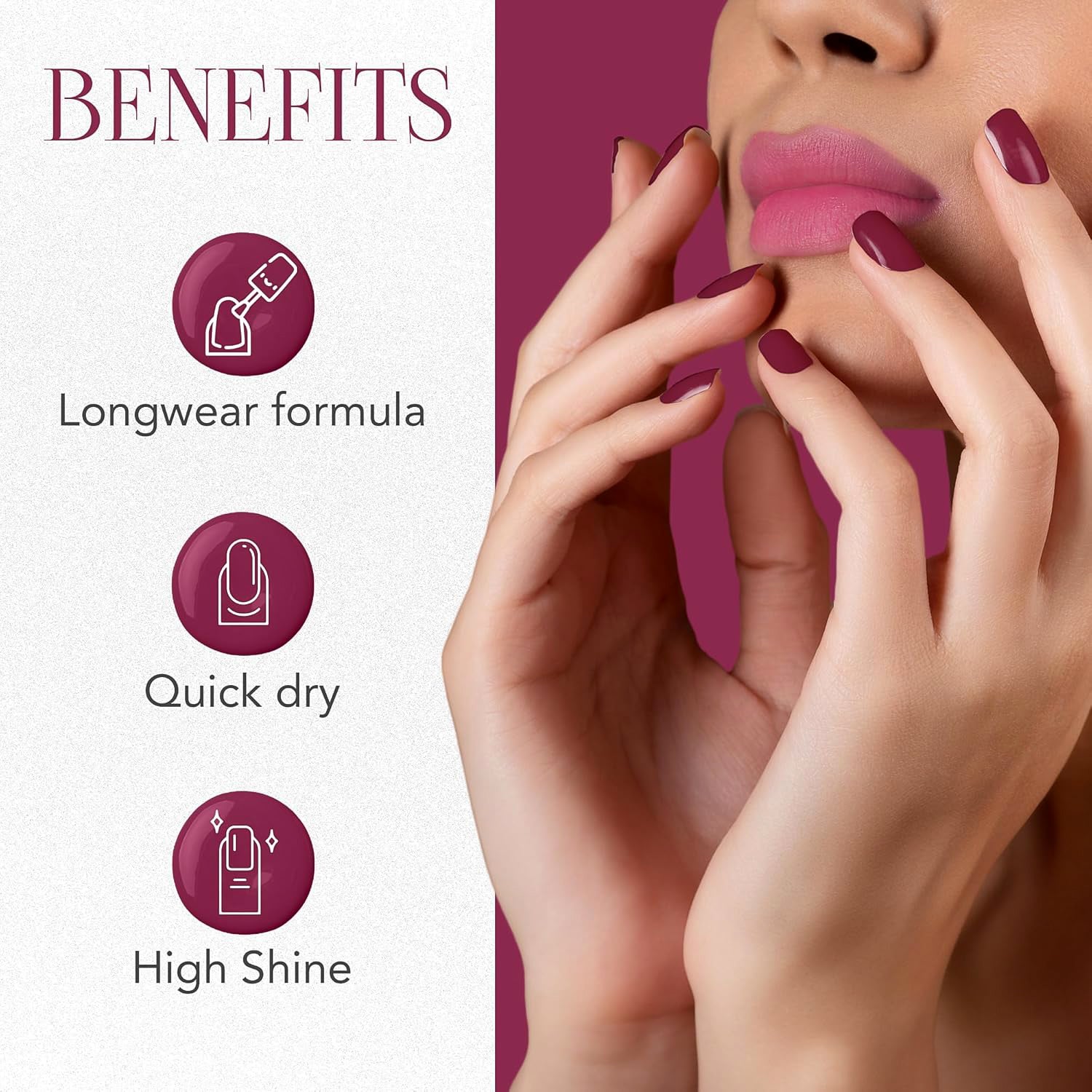 OG Beauty Burgundy Plum Gel Intense Nail Polish 10 ML – Long-Lasting, Quick-Dry, Gel Finish for Salon & Home Use