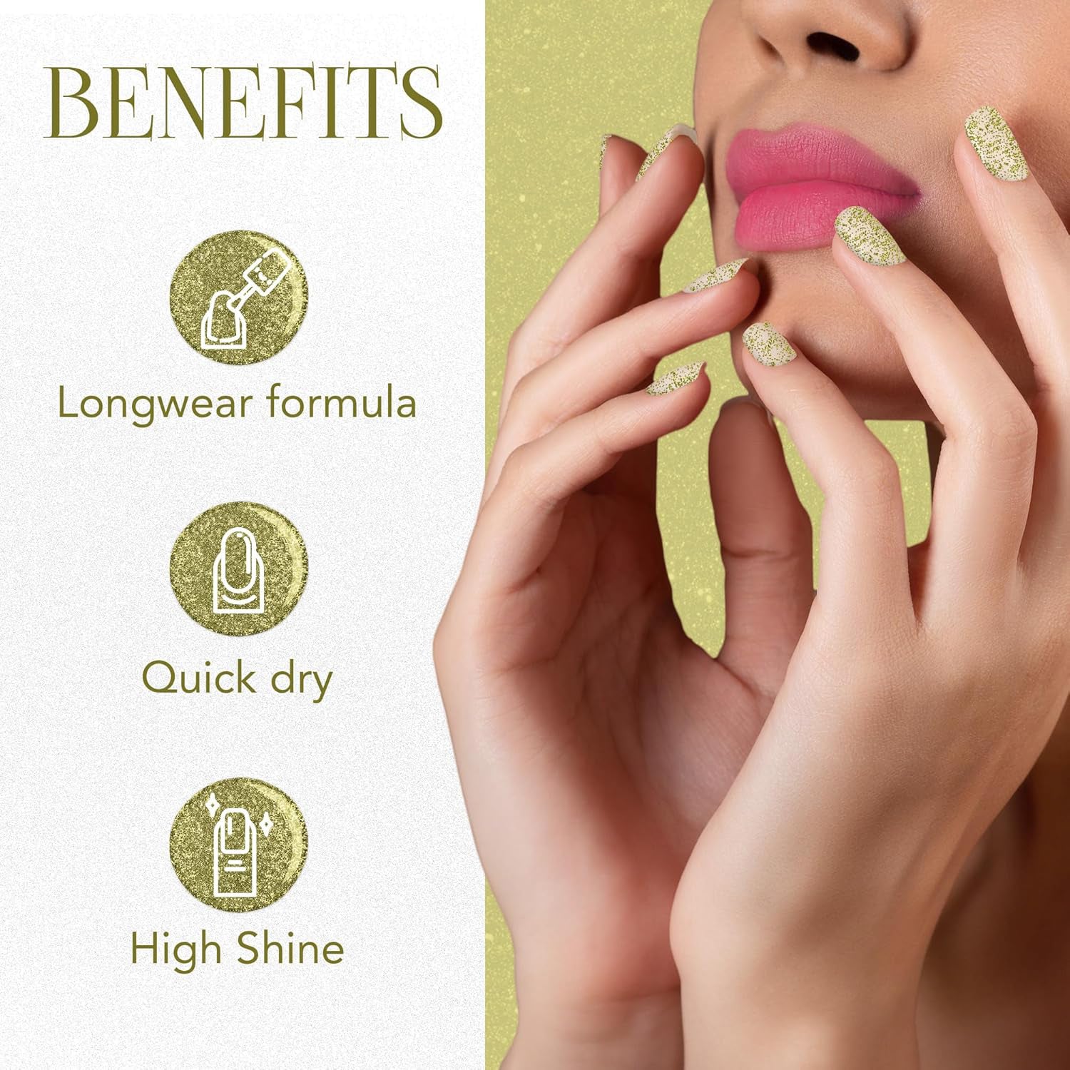 OG Beauty Sunshine Gold Starlet Glitter Nail Paint 10 ML – Long-Lasting, Quick-Dry, Sparkling Glitter Finish for Party & Festive Nails