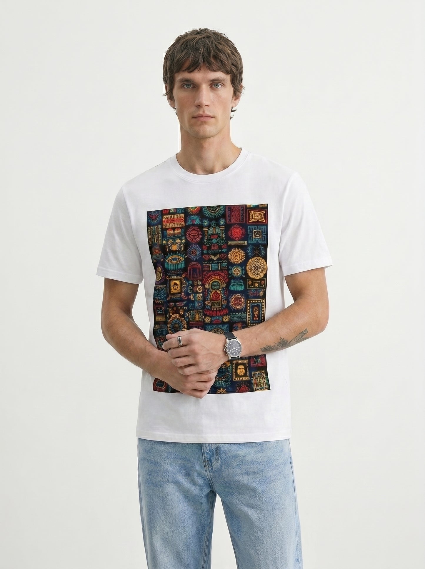 Unisex Standard Crew Aztec-inspired geometric patterns T-Shirt