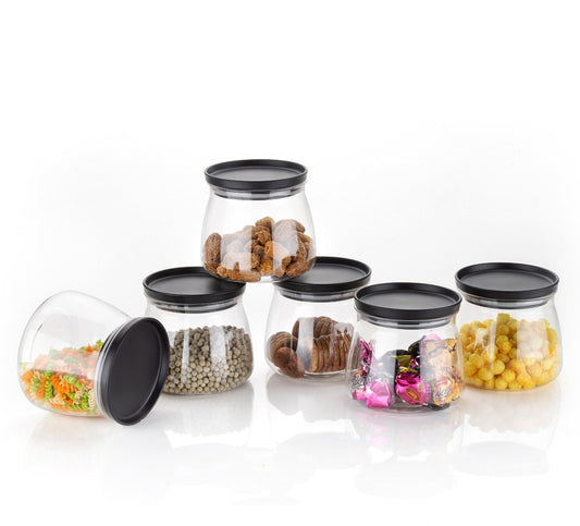 2286 Matka Shaped Jar With Air Tight  Leak Proof Lid (Multicolour) (Set Of 6) (900ml)