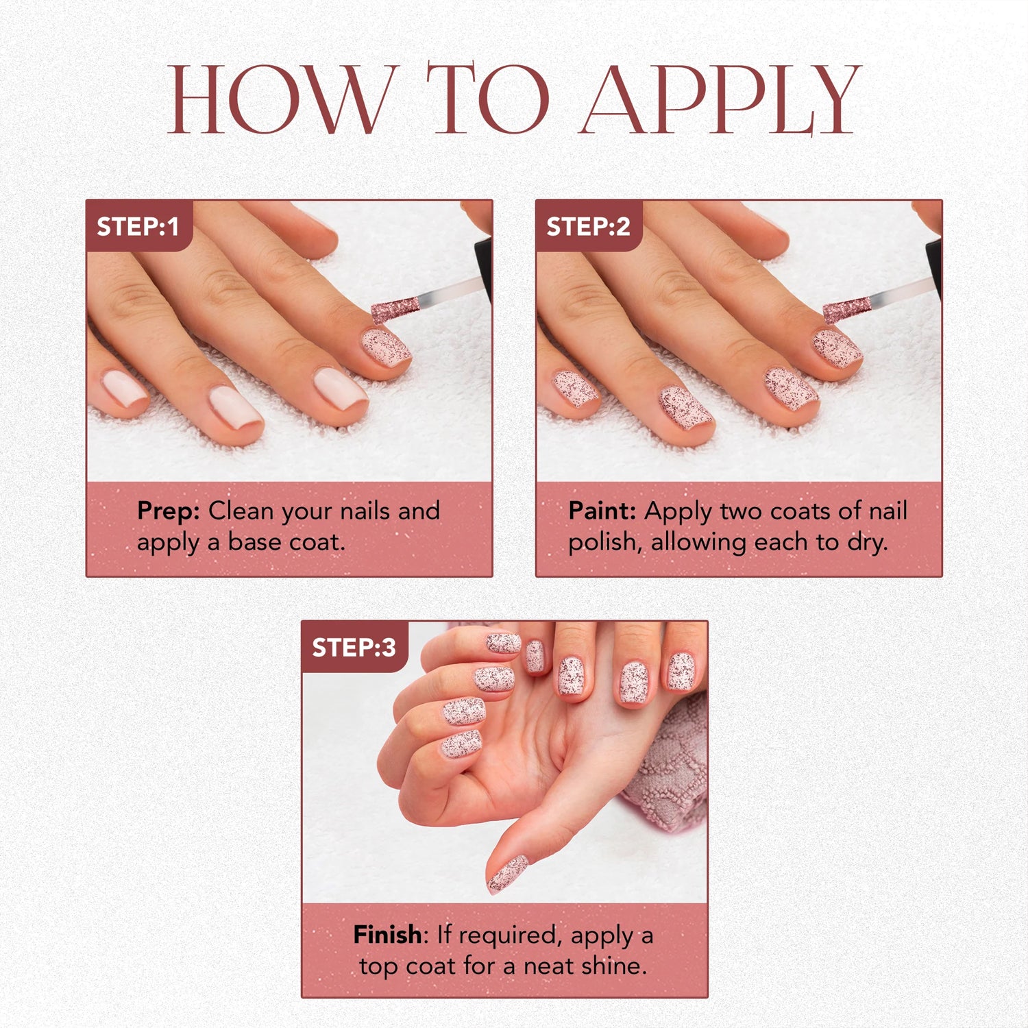 OG Beauty Metallic Rose Starlet Glitter Nail Paint – Long-Lasting Quick-Dry Sparkling Nail Polish for Party & Festive Looks – 10 ML