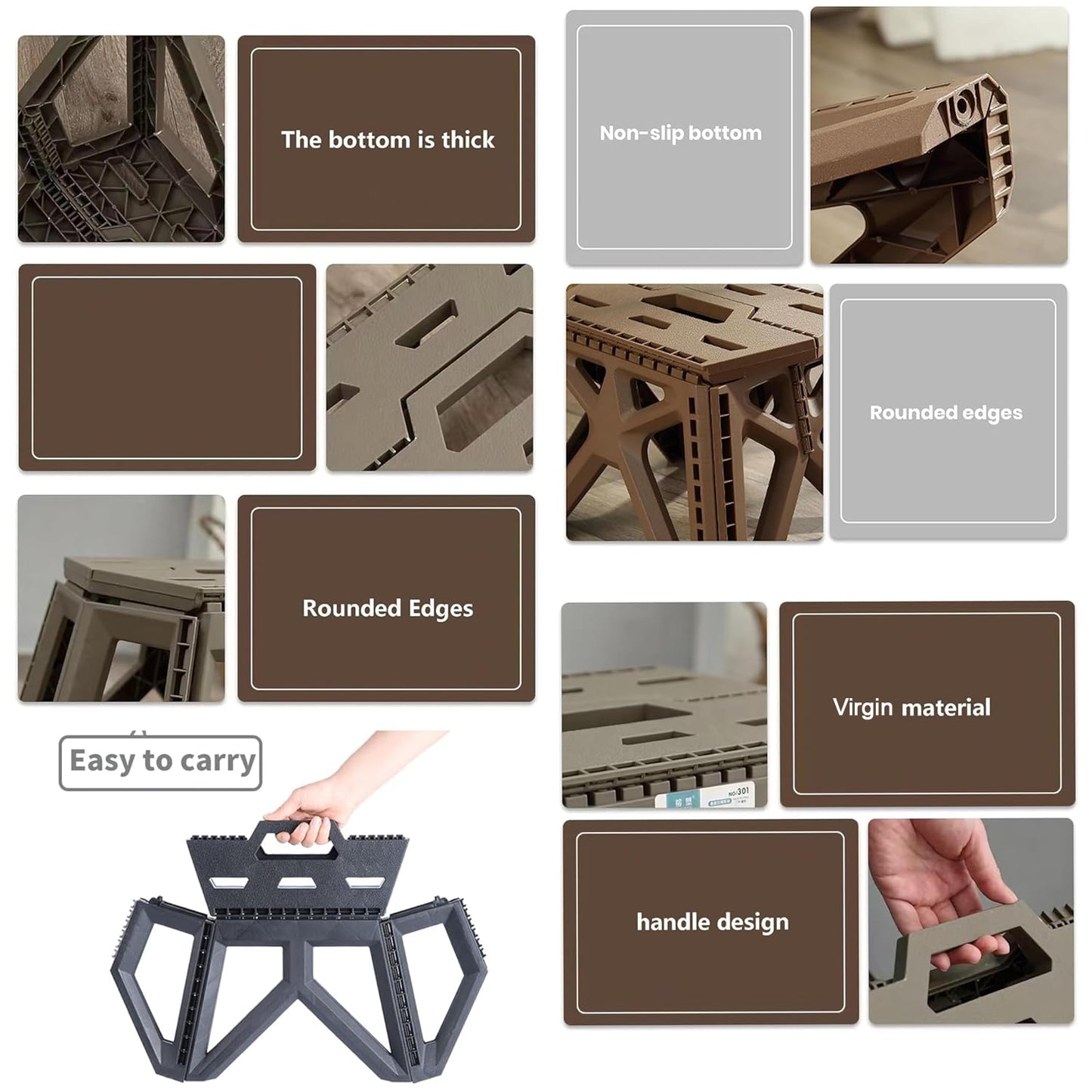 Supermom Comfort Multi-Purpose Folding Stool – Heavy Duty Portable Plastic Stool for Home, Office, Kitchen &amp; Outdoor Use (18 Inch)