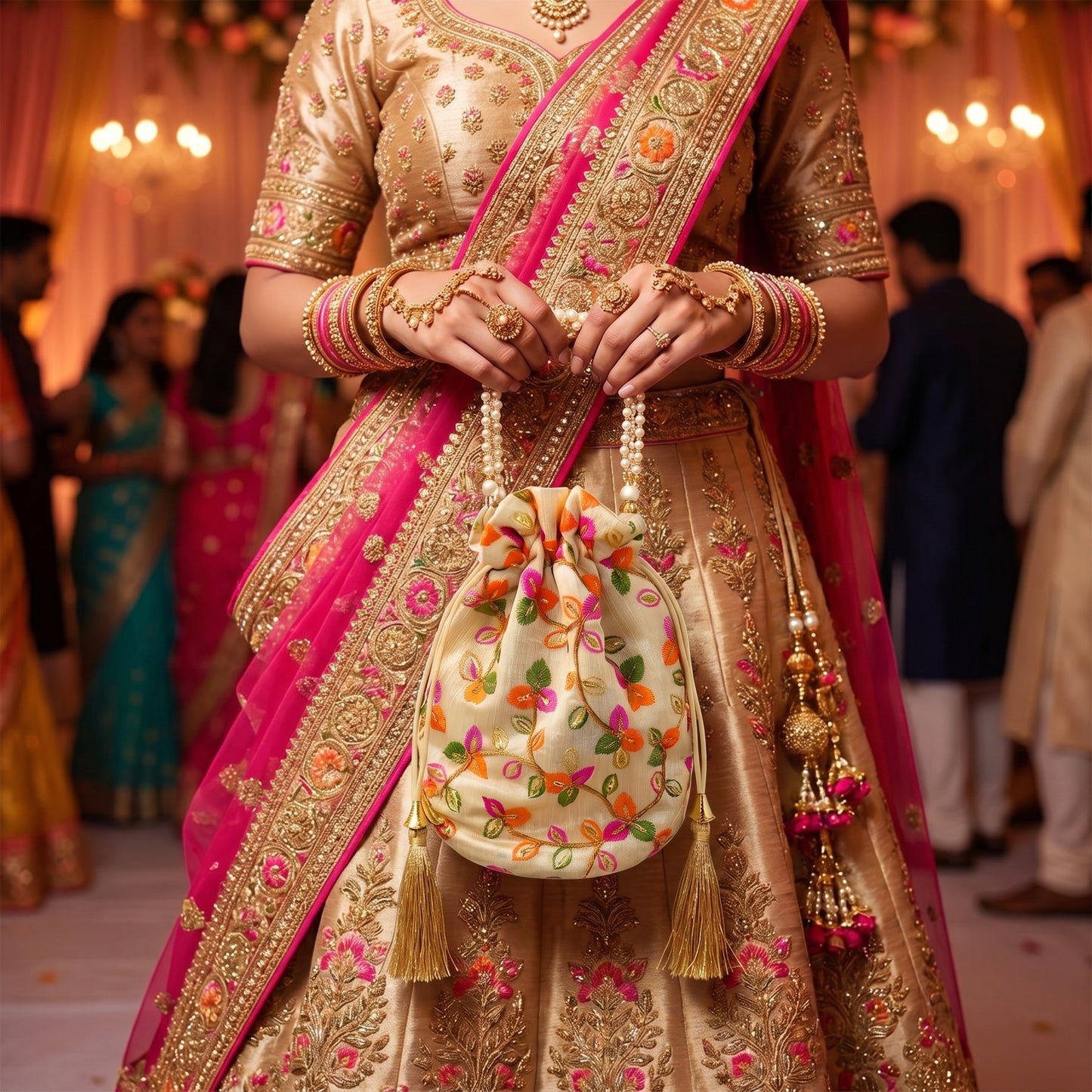 RoyalBloom Embroidered Potli Bag for Women