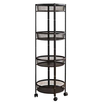 Trust for Best 4-layer Round Metal Mesh Storage Organizer Rack With Wheels (1 Pc)