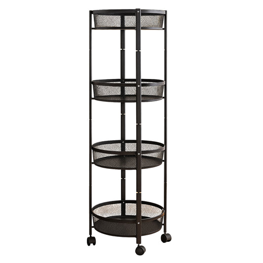 Trust for Best 4-layer Round Metal Mesh Storage Organizer Rack With Wheels (1 Pc)