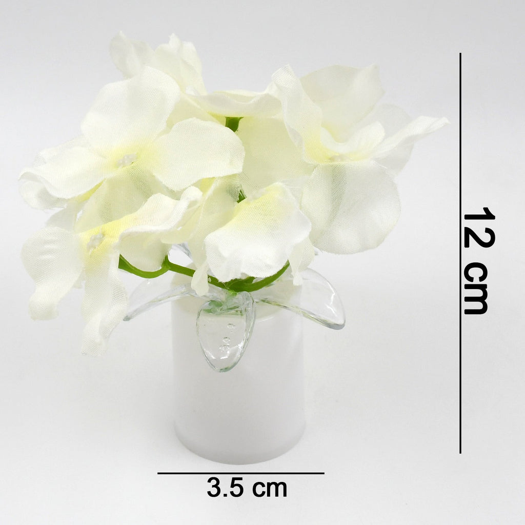 LED Mood Light for Bedroom – Portable Battery-Operated Table Lamp with Vase & Silk Flowers – 1 Pc