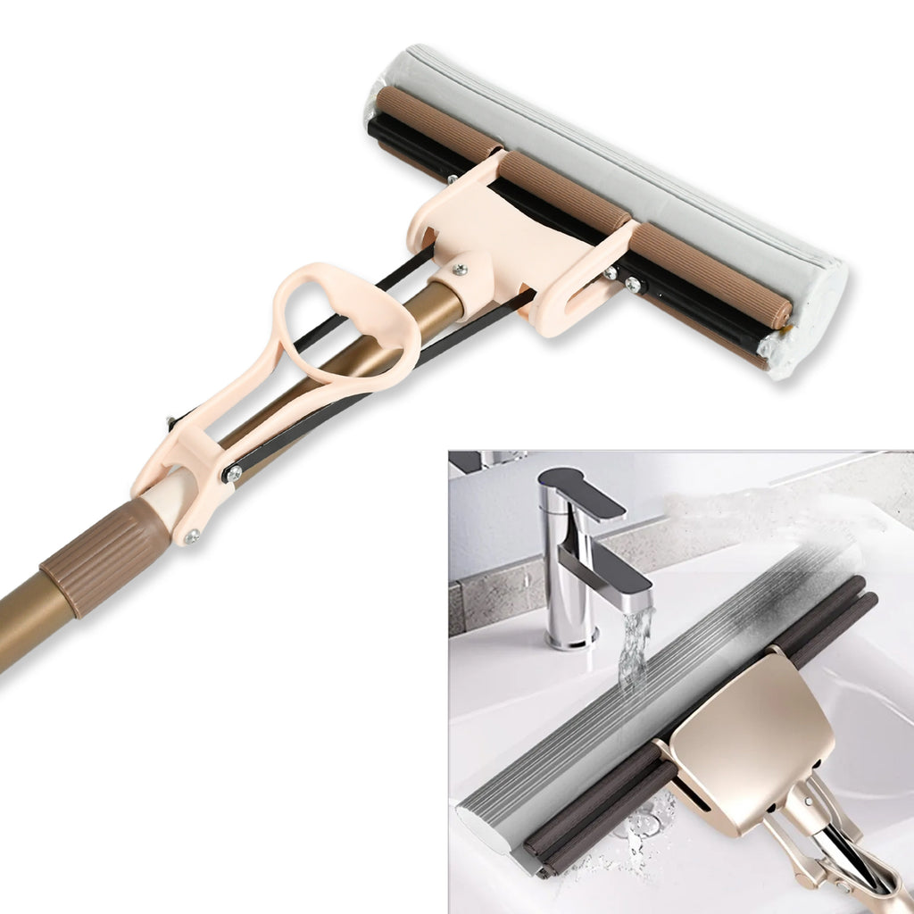 Super Absorbent Sponge Mop – Self-Cleaning Miracle Mop with Stainless Steel Handle for Floor Cleaning