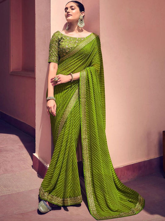 Embroidered Poly Georgette Designer Saree