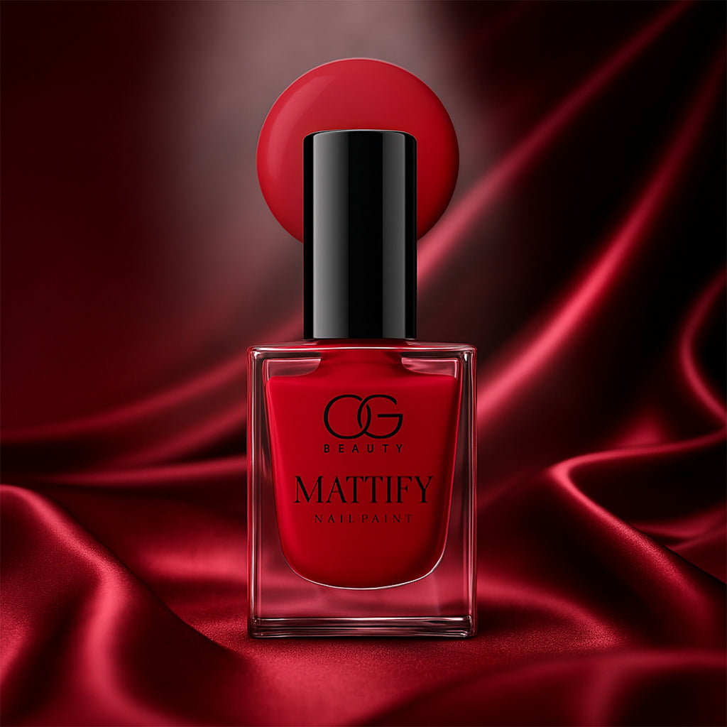 OG Beauty Red Carnival Mattify Nail Paint 10 ML – Long Lasting Quick Dry Matte Finish Nail Polish for Elegant and Stylish Nails