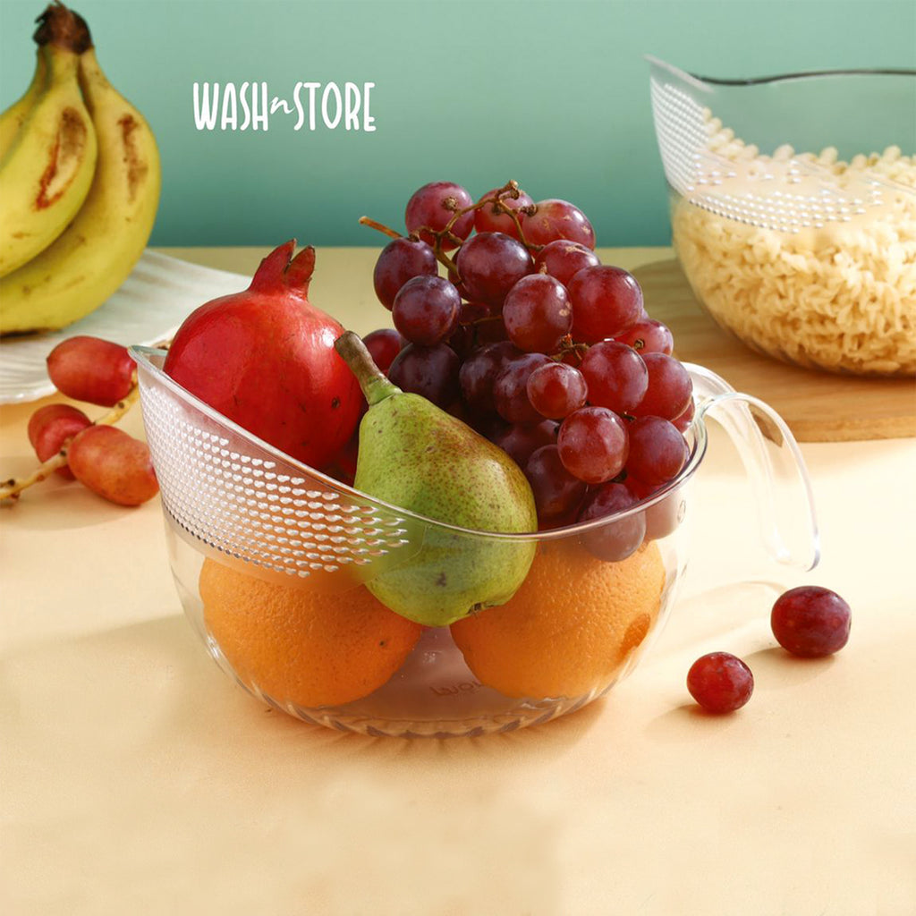 Multipurpose Transparent Plastic Bowl  Basket With Handle (1 Pc)