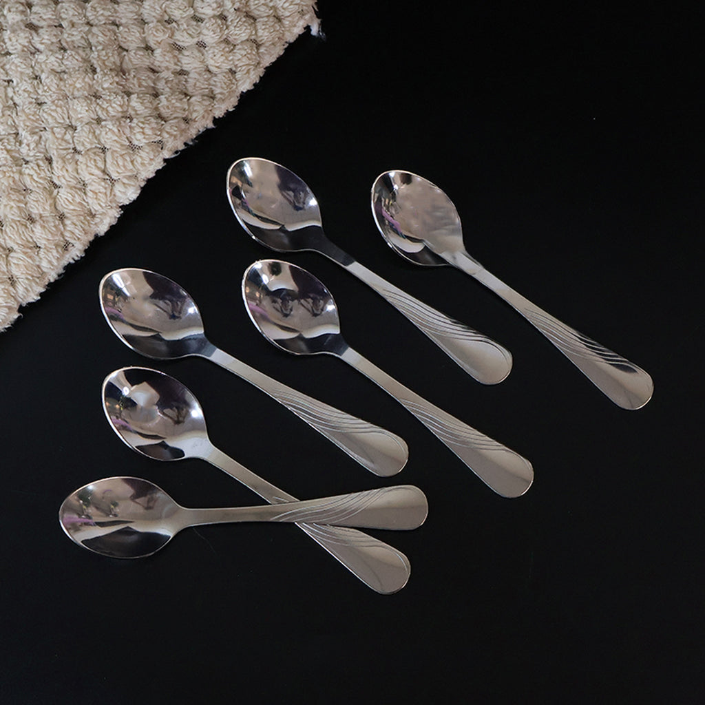 Supermom Diamond Stainless Steel Spoon Set – 6 Pcs Heavy Duty Table Spoons for Home, Hotels & Restaurants – Elegant Cutlery Dining Utensils