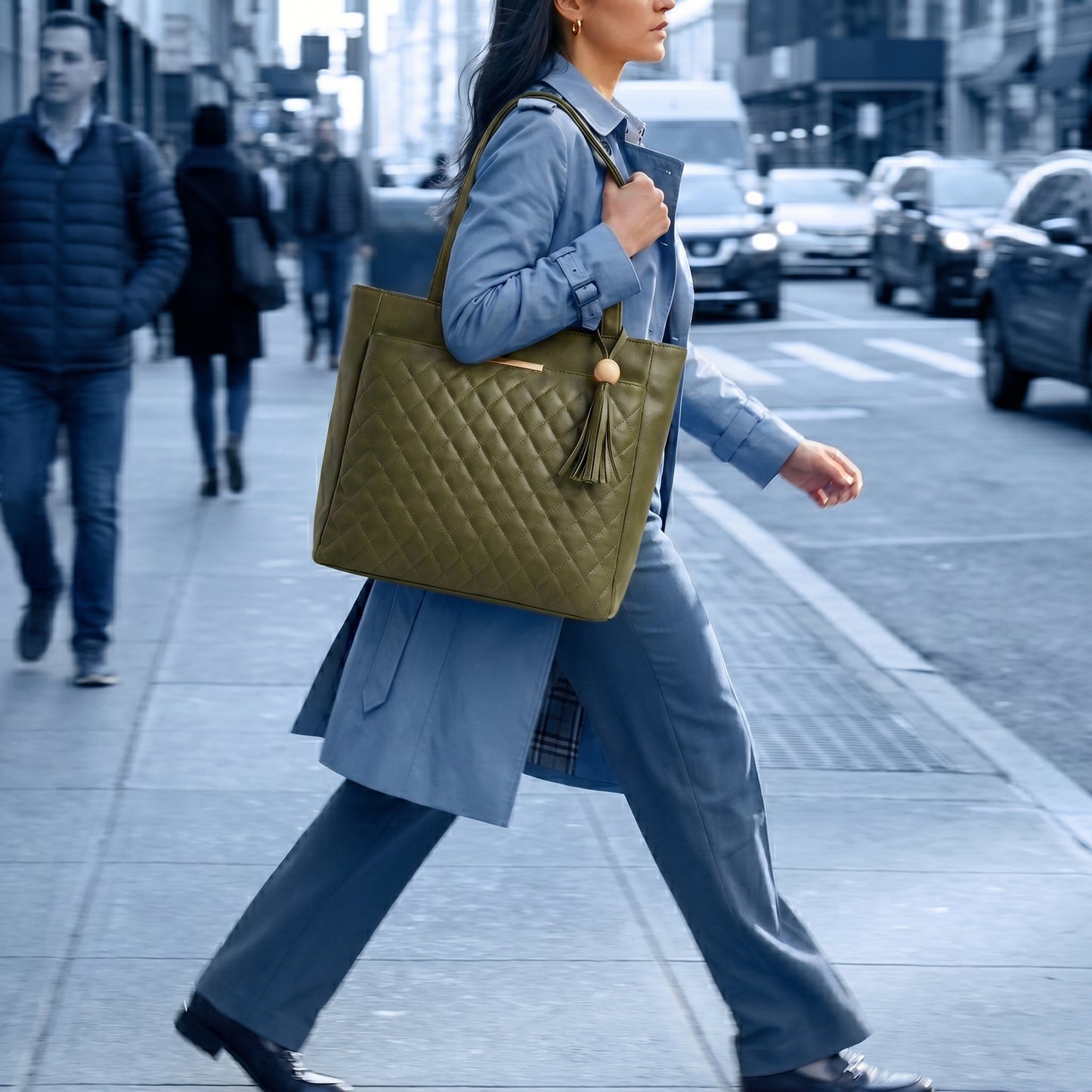 Olive Grace Quilted Tote Bag