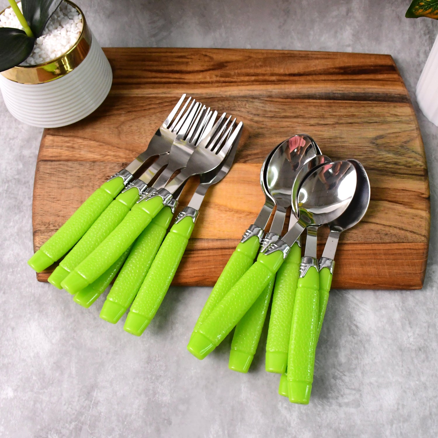 Premium 24-Piece Fancy Cutlery Set with Holder – Stainless Steel Forks and Spoons with Comfortable Handles for Dining, Kitchen, and Everyday Use