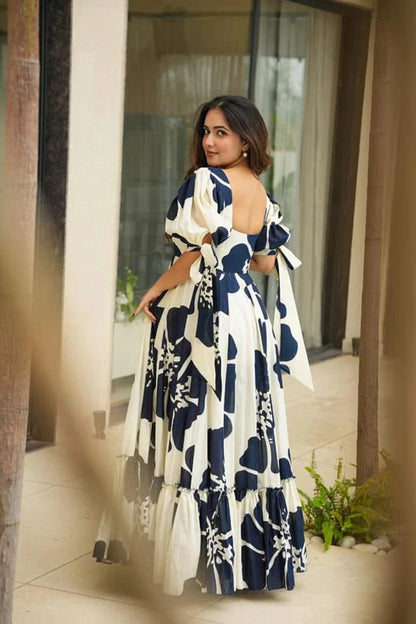 Floral Printed Tie-Ups Detail Maxi Dress – Elegant Everyday Style
