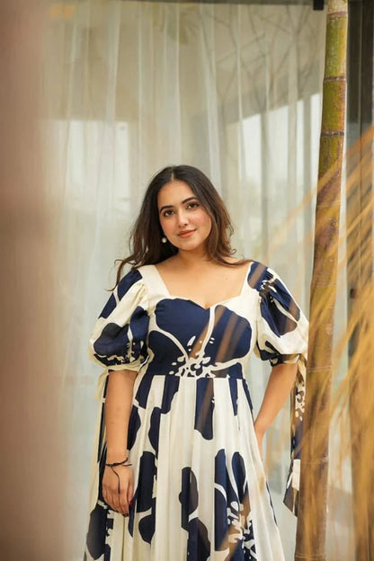 Floral Printed Tie-Ups Detail Maxi Dress – Elegant Everyday Style