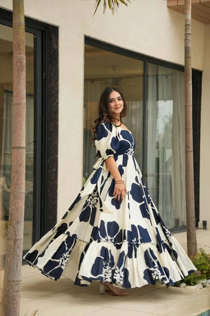 Floral Printed Tie-Ups Detail Maxi Dress – Elegant Everyday Style