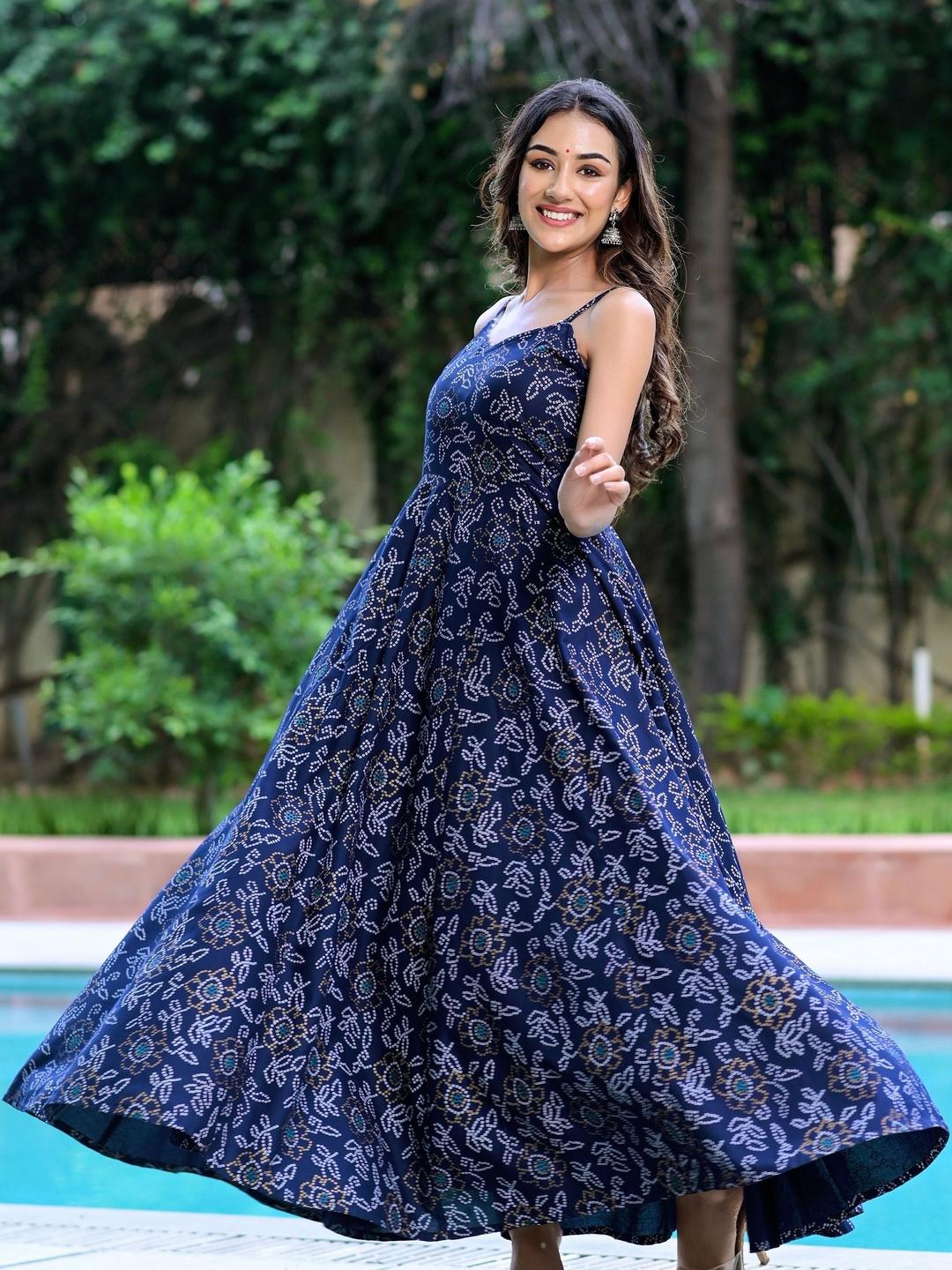 BYMN Printed Stylish Blue Dress for Women & Girls | Trendy Casual Wear