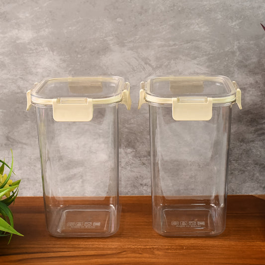 Apex Press N’ Lock Airtight Kitchen Storage Container Set – 2 Pcs – 1400ML Square Dry Storage Jar