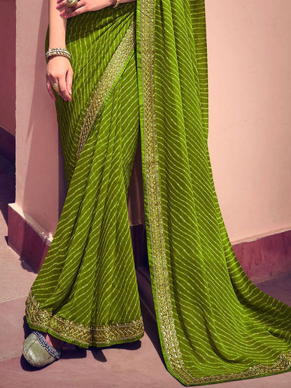 Embroidered Poly Georgette Designer Saree