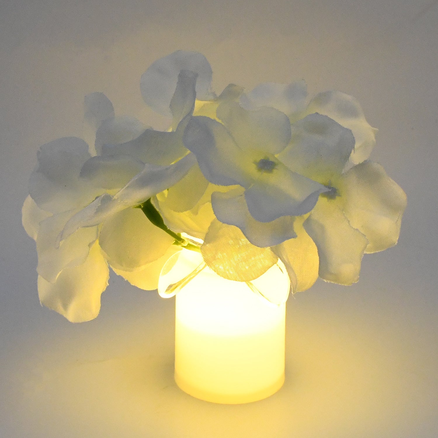 LED Mood Light for Bedroom – Portable Battery-Operated Table Lamp with Vase & Silk Flowers – 1 Pc