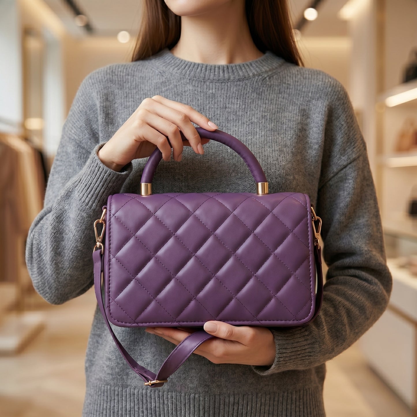 Royal Amethyst Quilted Luxe Handbag