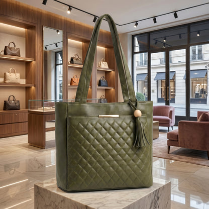 Olive Grace Quilted Tote Bag