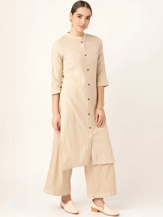 Women Striped Regular Kurta with Palazzos