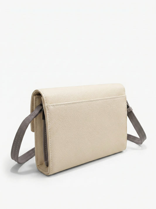 Ivory Aura Elegant Sling Clutch Bag for Women | Premium Cream Party Handbag with Metallic Clasp