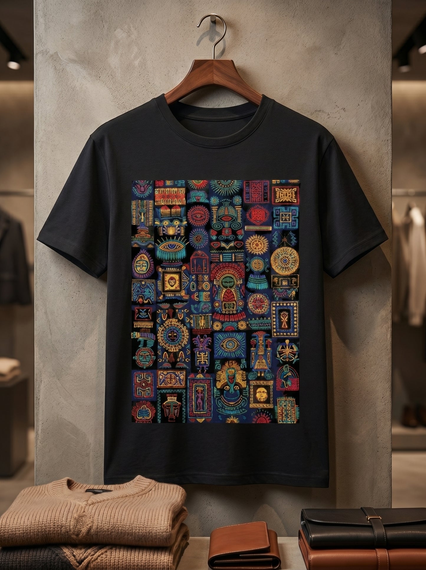Unisex Standard Crew Aztec-inspired geometric patterns T-Shirt