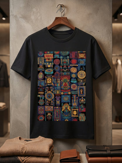 Unisex Standard Crew Aztec-inspired geometric patterns T-Shirt