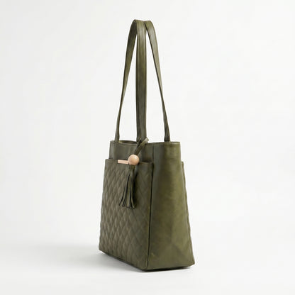 Olive Grace Quilted Tote Bag