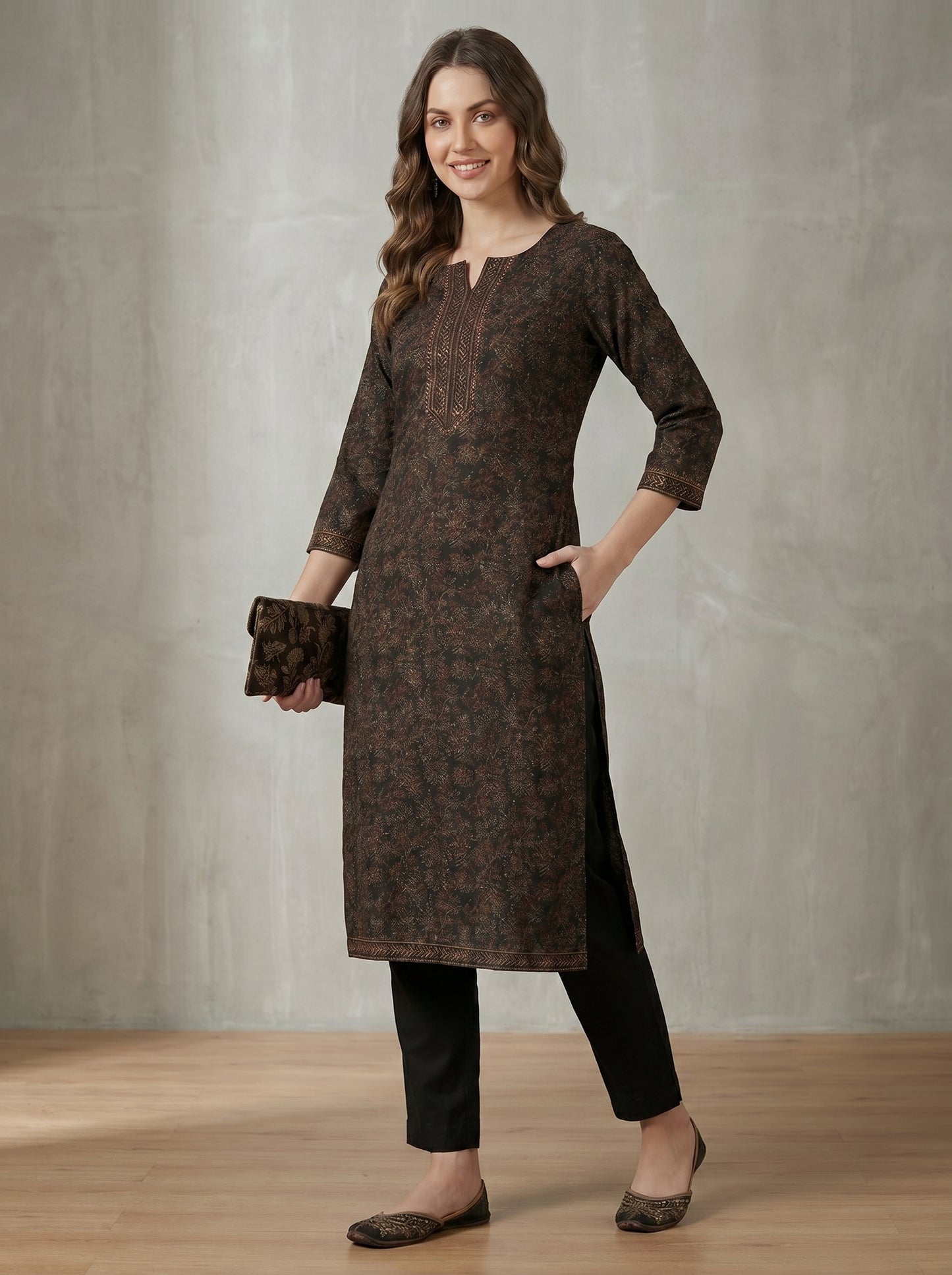 Women Floral Printed Cotton Kurta Pant Set | Stylish Notch Neck Kurta for Women | Casual & Office Wear Ethnic Set