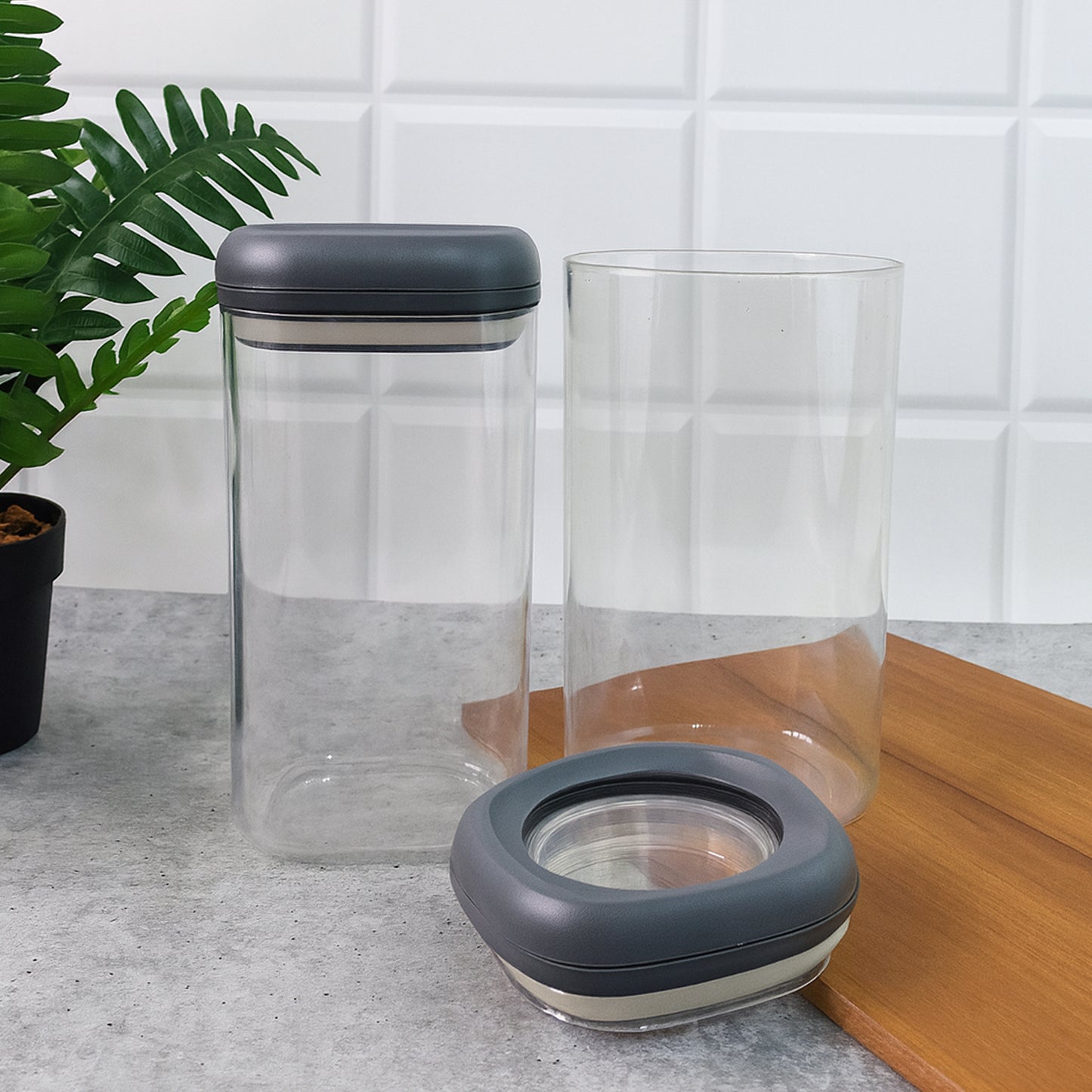 Supermom Airtight Kitchen Storage Containers – 2 Pc Set (1500 ml Each, BPA-Free, Transparent Body with Twist-Lock Lid)