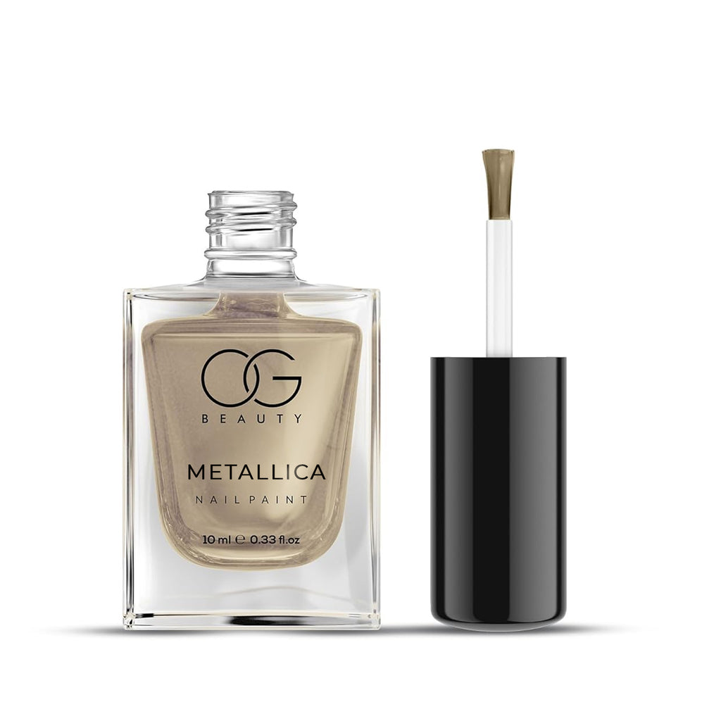 OG Beauty Premium Vintage Brass Metallica Nail Polish – High-Shine Metallic Brass Gold Nail Paint with Long-Lasting Glossy Finish, Quick Dry & Chip-Resistant Formula for Salon and Home Use – 10 ML