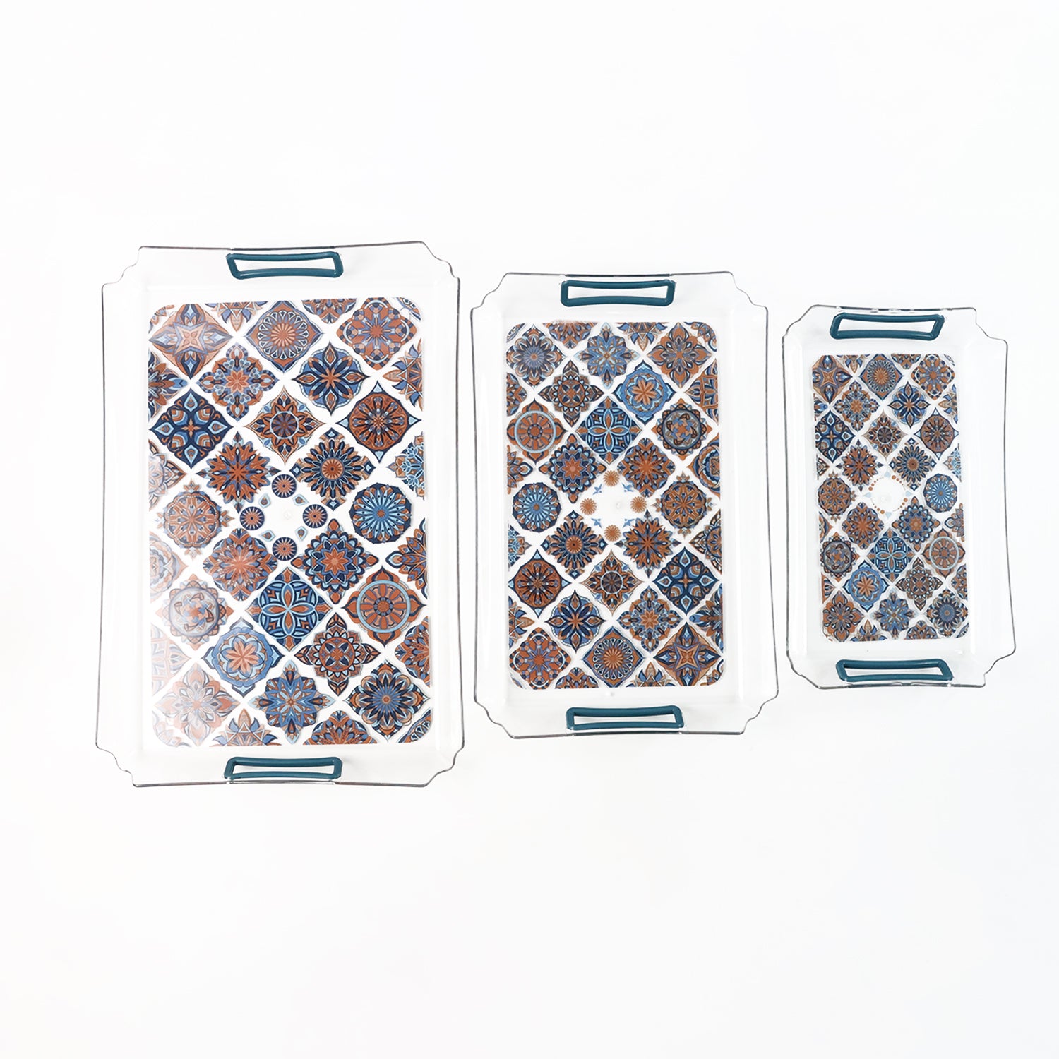 Supermom 3-Piece Multipurpose Serving Tray Set with Easy-Grip Handles – Nesting Trays for Tea, Snacks, Breakfast &amp; Party Serving