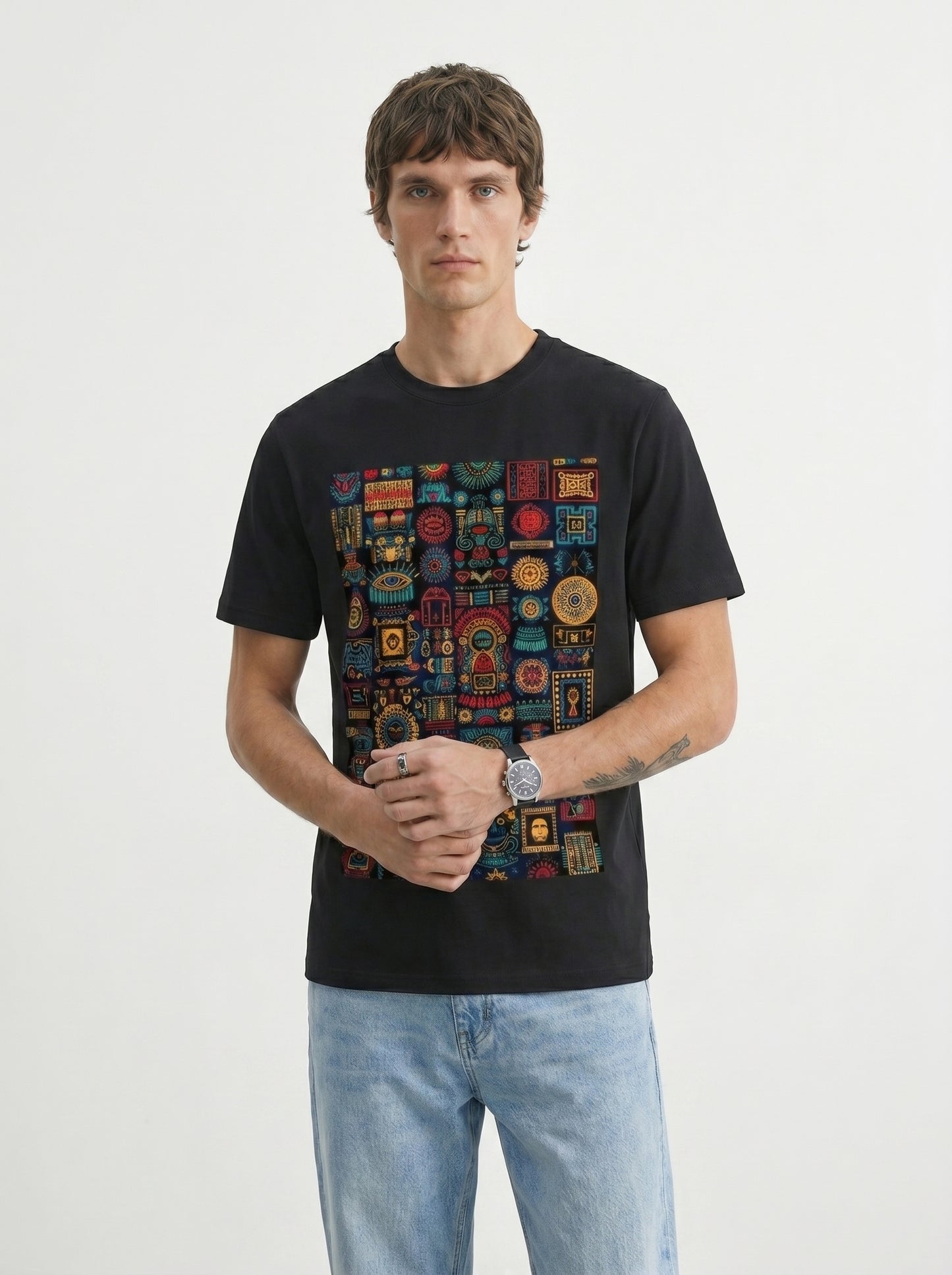 Unisex Standard Crew Aztec-inspired geometric patterns T-Shirt