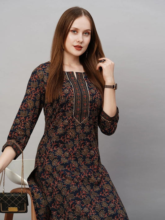 YG Fashion Women's Floral Notch No Dupatta Kurta Sets