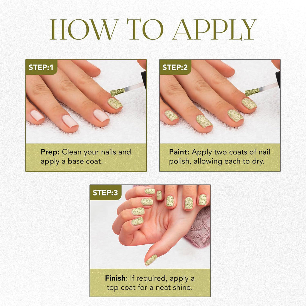 OG Beauty Sunshine Gold Starlet Glitter Nail Paint 10 ML – Long-Lasting, Quick-Dry, Sparkling Glitter Finish for Party & Festive Nails